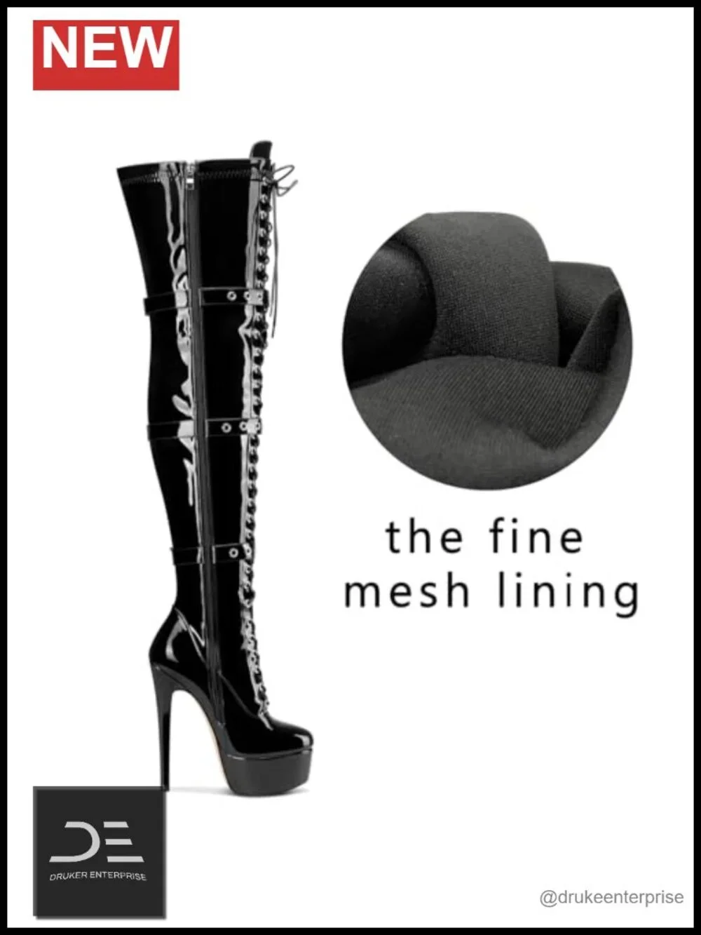 Over Knee Thigh High Boots Stiletto Platform Round Toe Lace-up Buckle Zipper